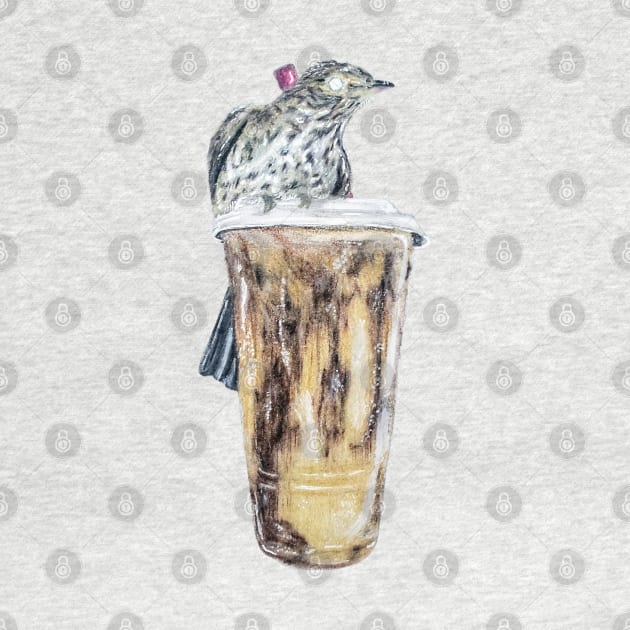 Wood Thrush Iced Coffee by Animal Surrealism